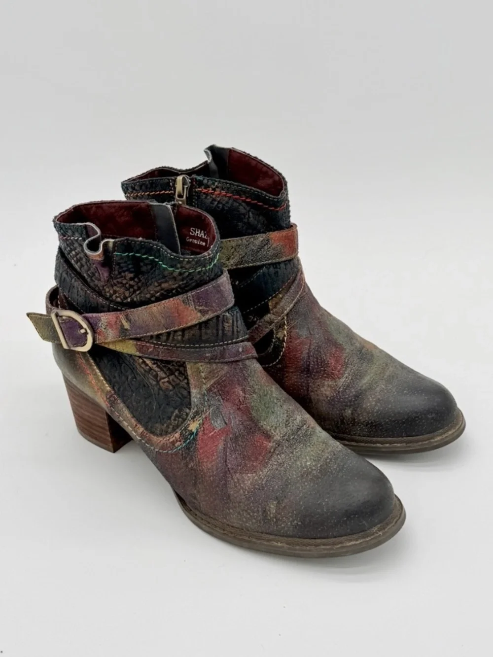 L'Artiste by Spring Step Shazzam Multi Leather Ankle Boots EU 39 US 8.5 Boho